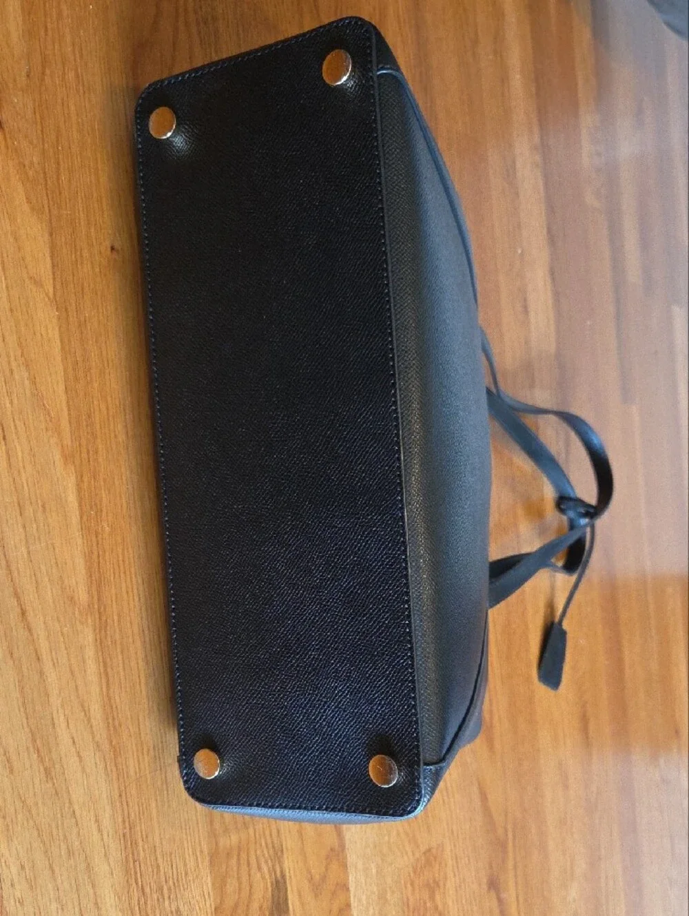 Michael Kors Black Leather Tote with Gold MK Logo - Picture 9 of 9